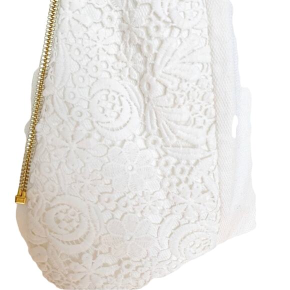 REVOLVE Line and Dot White Angled Zip Lace Pieced Skirt XS - Picture 4 of 9